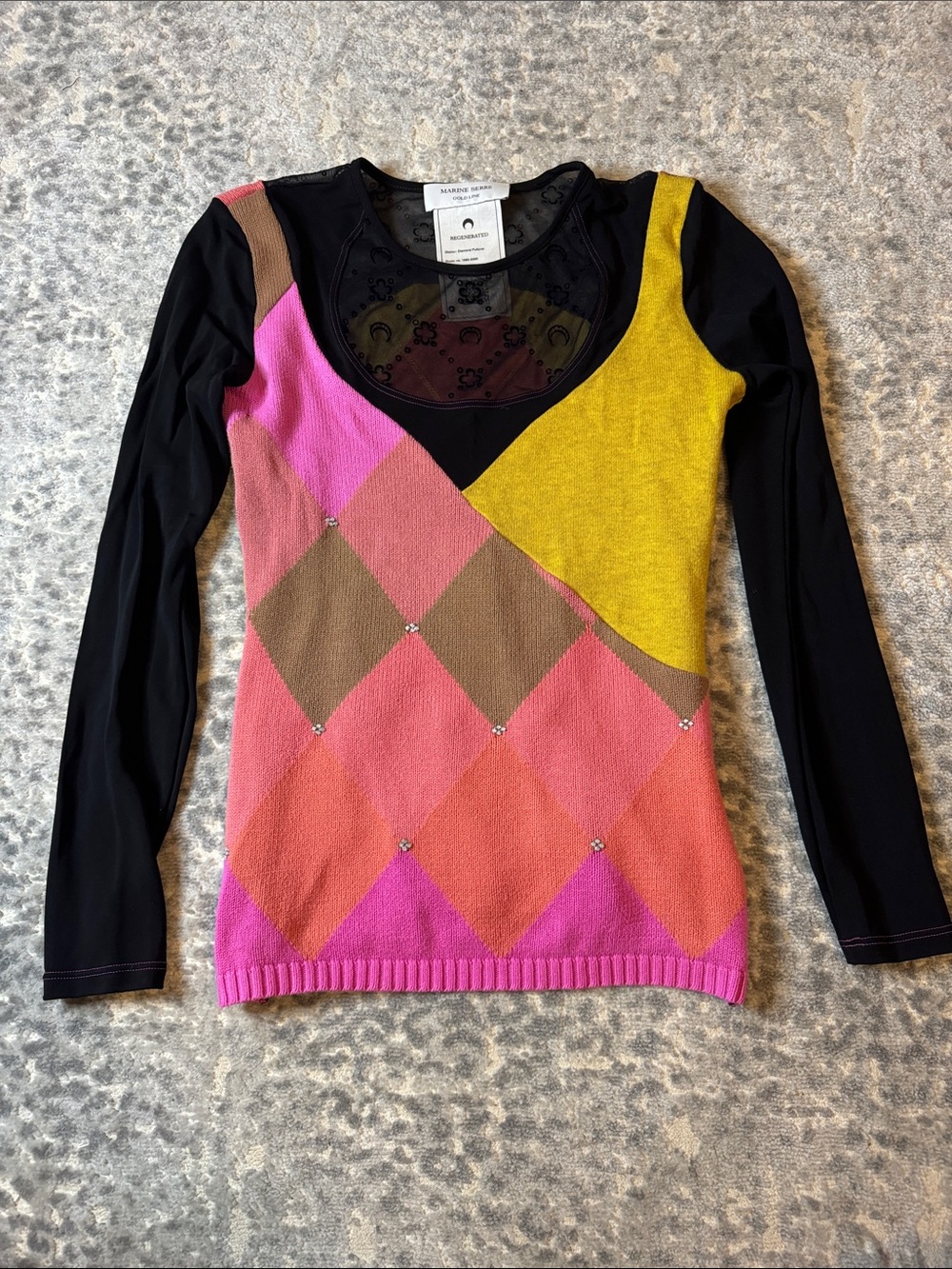 Marine Serre Mesh Paneled Cotton Sweater